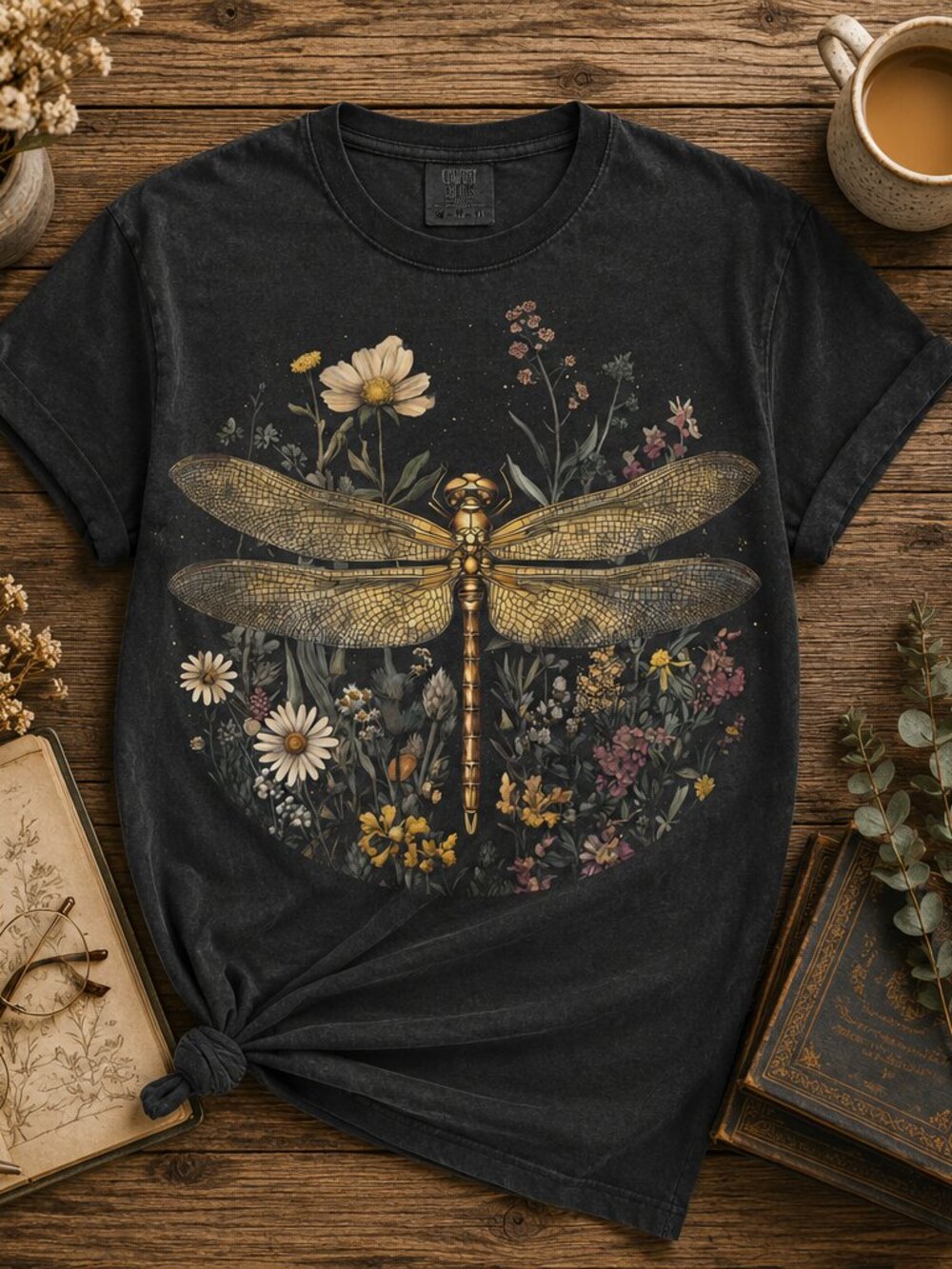 Comfort Colors 1717 | Dragonfly Botanical | Nature Lover Tee | Vintage Floral Sh